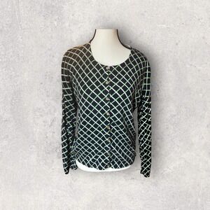 Talbots Diamond‎ Print Button Cardigan L